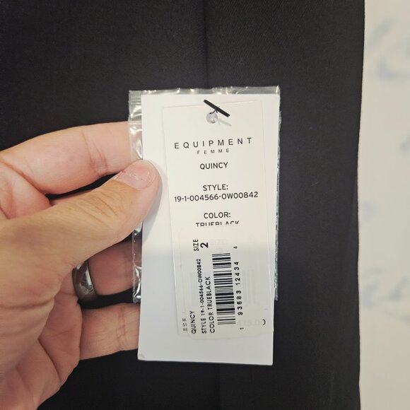 NWT Equipment Quincy Blazer Size 2 Black White Shawl Collar 100% Wool $475 - Picture 5 of 9